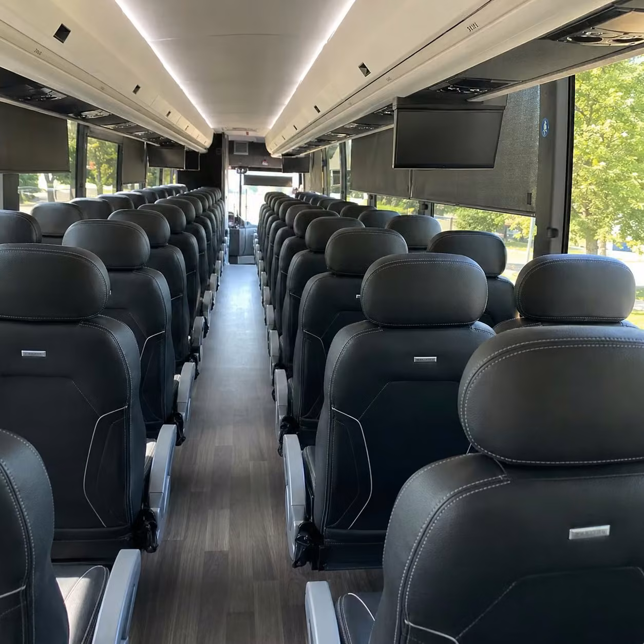 mobile charter bus rental interior